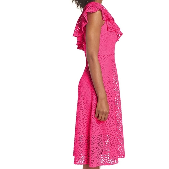 LILLY PULITZER Callisto Midi Dress, Terry Lace, Pink Cosmo - Picture 4 of 8